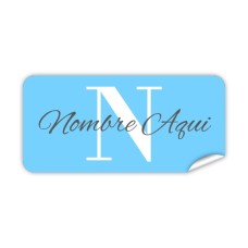Etiqueta Rectangular  Monograma Azul