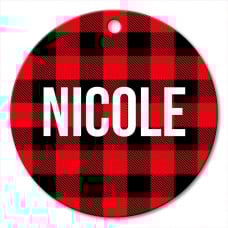 Tartan Round Porcelain Ornament