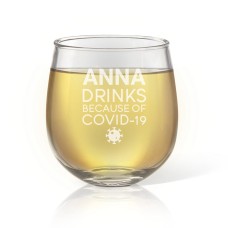 Covid Engraved Stemless Wine Glass