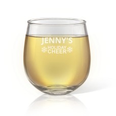 Holiday Cheer Engraved Stemless Wine Glass