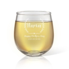 Crest Engraved Stemless Wine Glass