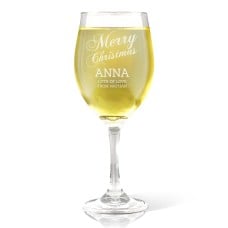 Merry Christmas Engraved Wine Glass