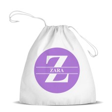 Monogram White Drawstring Bag