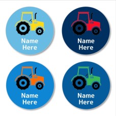 Tractors Round Name Label