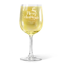 [US Only] Reindeer Christmas Engraved Wine Glass