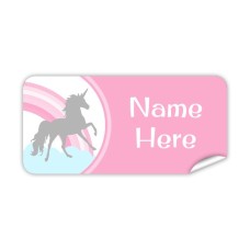 Grey Unicorn Rectangle Name Label