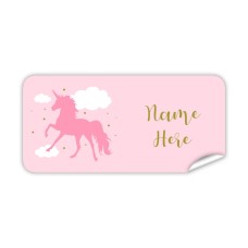 Pink Unicorn Rectangle Name Label