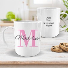 Pink Monogram White Plastic Mug