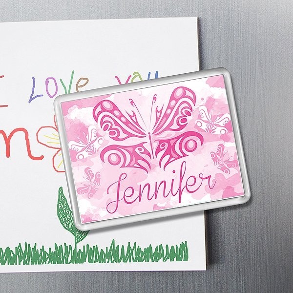 Fridge Magnet with Pink Butterfly