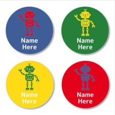 Robots Round Name Label