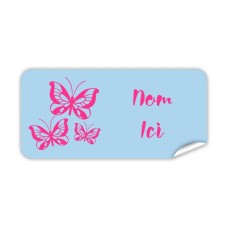 Étiquette Nominative Rectangulaire Papillons