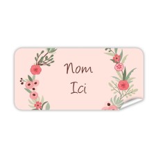Étiquette Nominative Rectangulaire Couronne De Fleurs