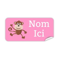 Étiquette Nominative Rectangulaire Singe Rigolo