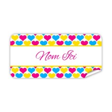 Étiquette Nominative Rectangulaire Cœur