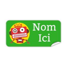 Étiquette Nominative Rectangulaire Robot Rouge