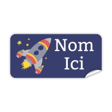 Étiquette Nominative Rectangulaire Fusée