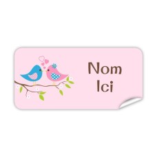 Étiquette Nominative Rectangulaire Deux Oiseaux