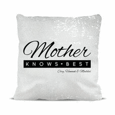 Mother Knows Best Magic Sequin Cushion Cover